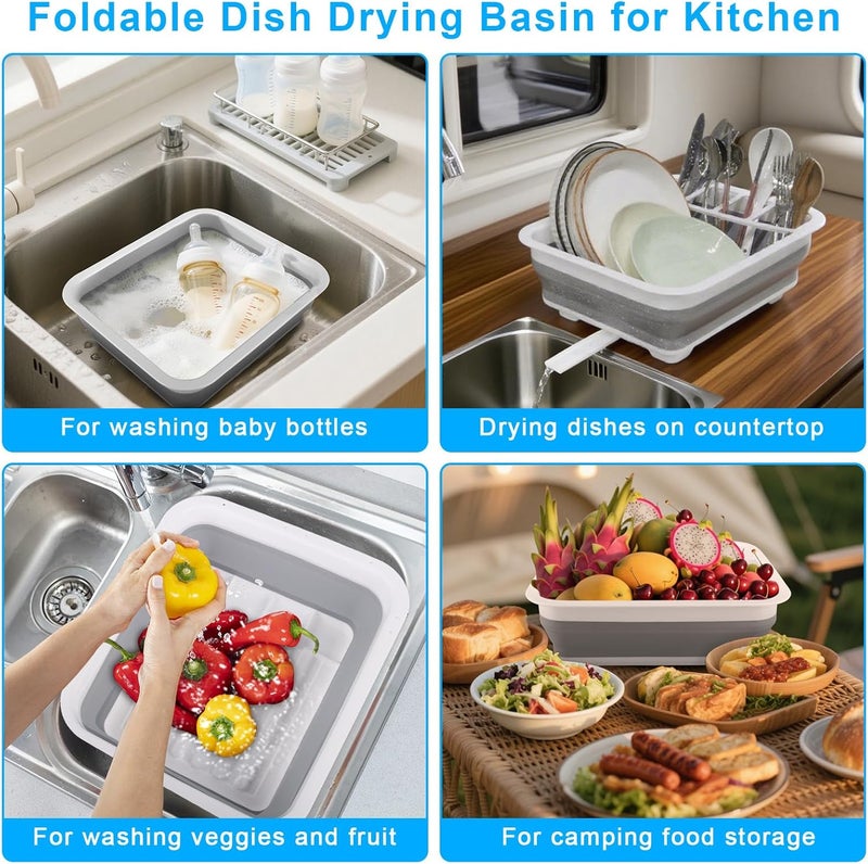 Seropy Collapsible Dish Drying Rack with Drain Plug Tube, Portable Dish Drainers for Kitchen Counter, Folding Dish Rack Over Sink Drying Dinnerware,Kitchen Sink Organizer Travel Trailer RV Camping Essentials - Image 5